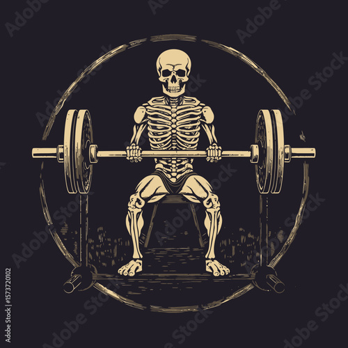 A logo of a man doing dead lifts at the gym