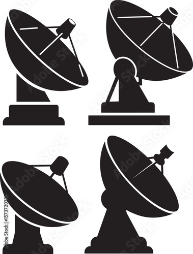 Modern satellite dish communication technology silhouette