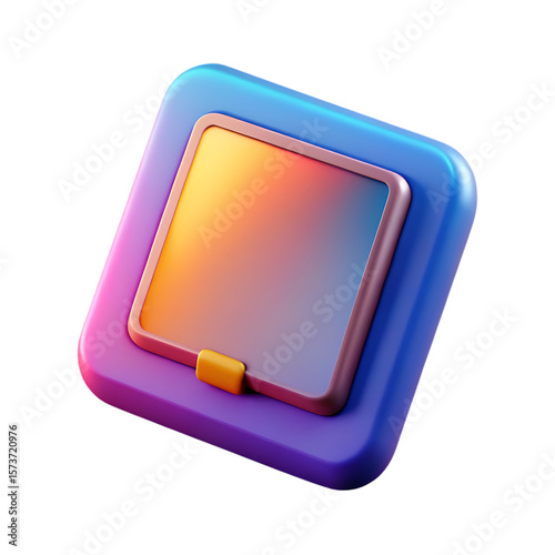 Modern 3d icon with a gradient screen and colorful frame isolated on transparent background
