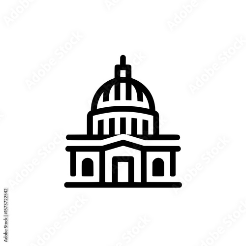 Government building icon resembling capitol dome representing politics, law and public administration