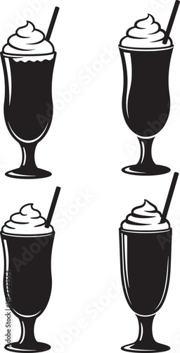 Stylized silhouette of a tall milkshake with a straw