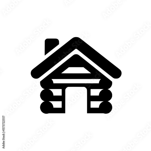 Log cabin icon representing rustic wooden home or vacation retreat in countryside or forest