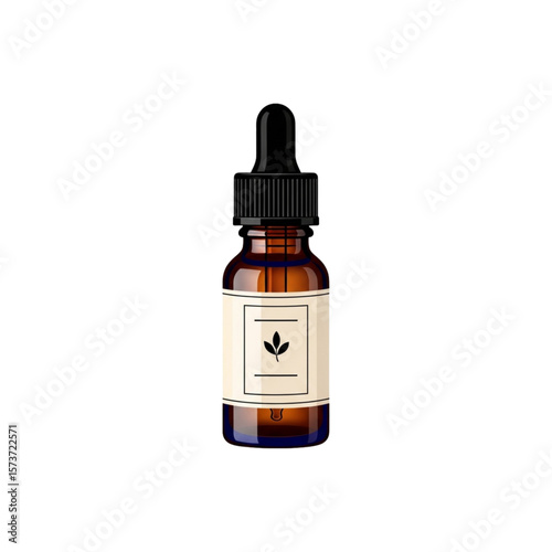 Amber glass dropper bottle with minimalist label, showcasing a natural product.