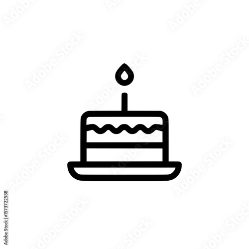 Simple birthday cake icon with single candle representing celebration, dessert, or special occasion