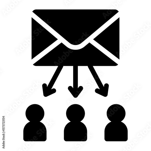 distribution mail glyph icon for sending group messages