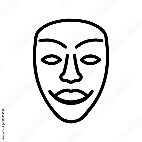 Minimalist Black and White Line Art Face Mask Illustration
