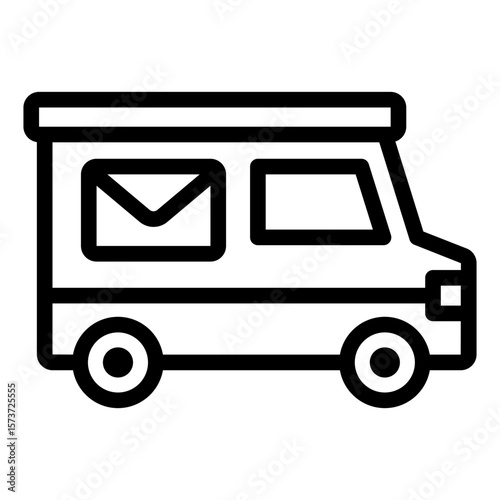 mail truck outline icon for transporting post and parcel