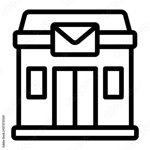 post office outline icon for postal service building and function