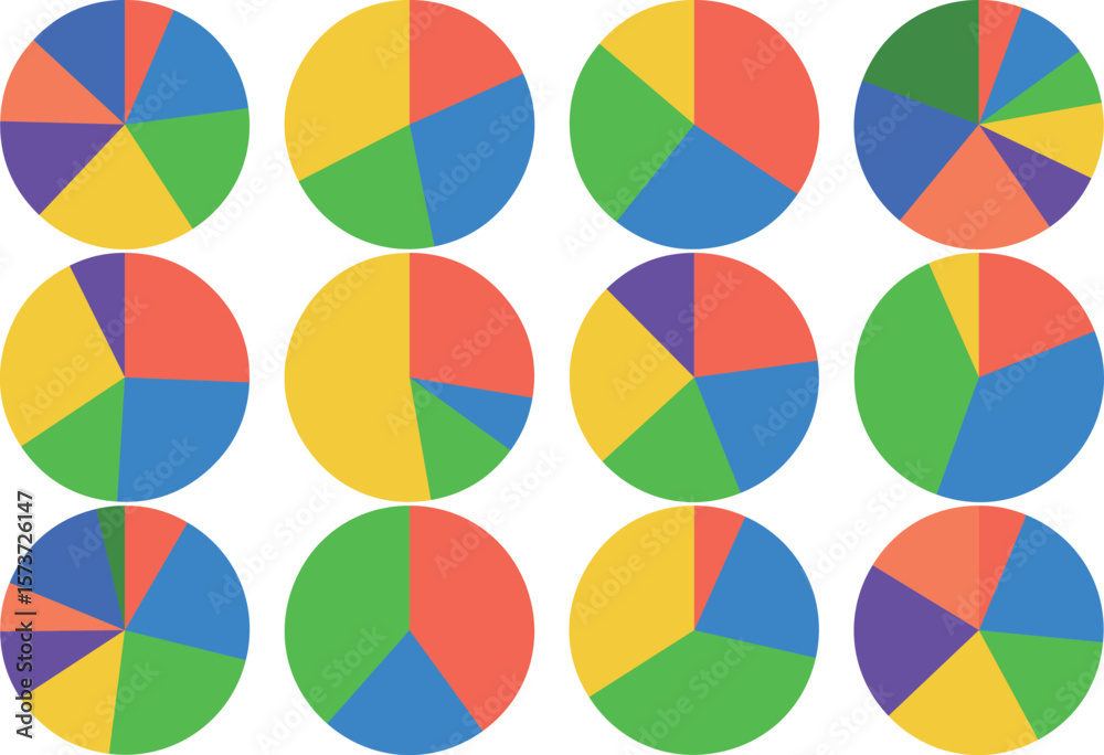 Obraz premium pie chart background 4 columns x 3 rows
