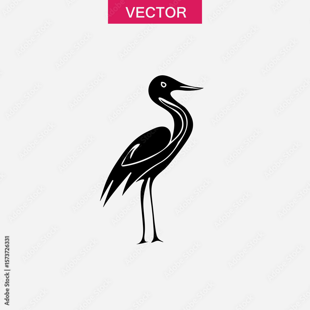 Obraz premium heron icon isolated sign symbol vector, fllat black simple illustration for web and app..eps