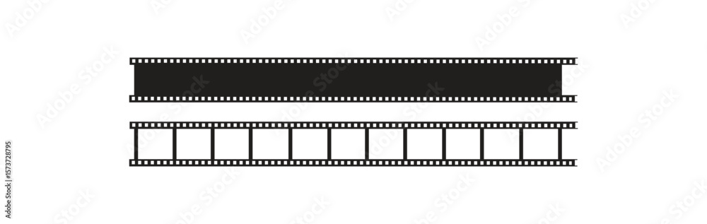Filmstrip with frames, photo and videos for camera. Old white and black film tapes of 35mm. Roll with border for photography, isolated on background. Vector Filmstrip with frames, photo and videos for camera. Old white and black film tapes of 35mm. Roll with border for photography, isolated on background. Vector