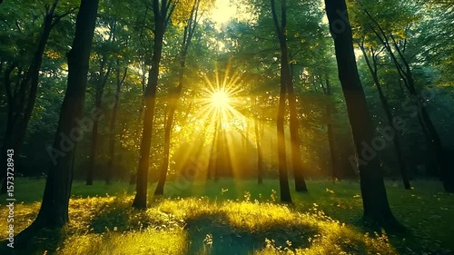 Magical Sunlight Streaming Through Forest Canopy: Cinematic Nature Beauty