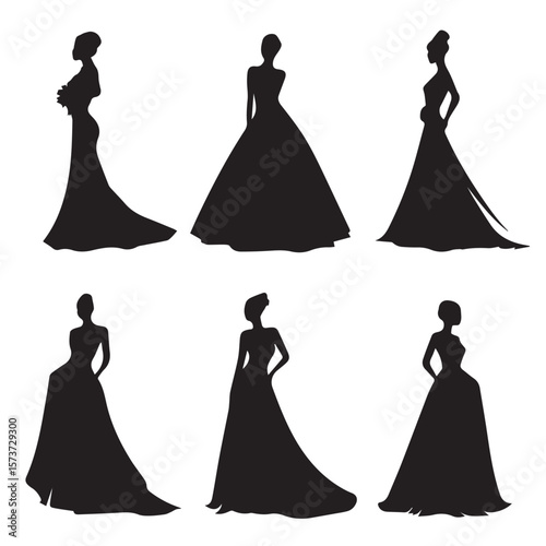 bridal silhouette set, Black & White silhouette set