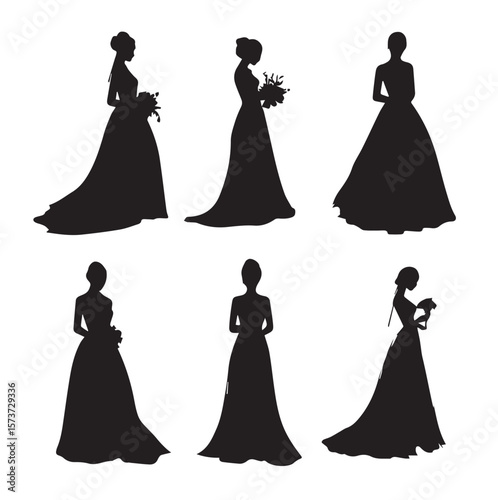 bridal silhouette set, Black & White silhouette set