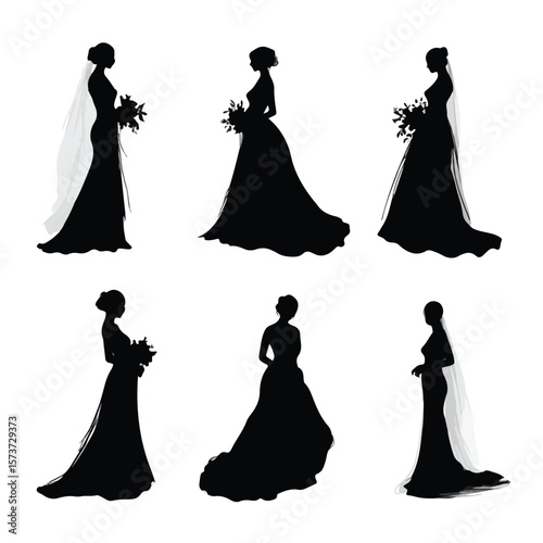 bridal silhouette set, Black & White silhouette set