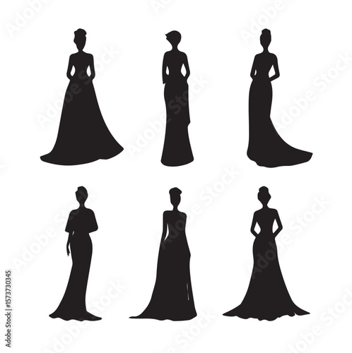 bride silhouette set, Black & White silhouette set