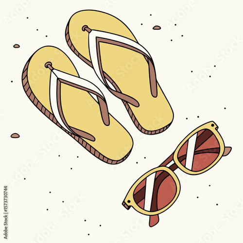 Summer beach vacation essentials flip flops and sunglasses for sunny days and relaxation time enjoy your holiday