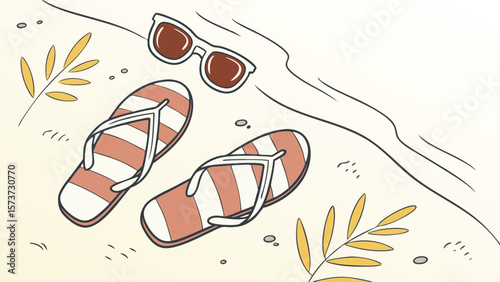Beach vacation essentials sunglasses flip flops and summer vibes for travel and relaxation concept art