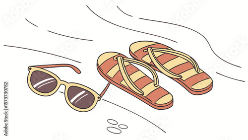 Summer beach vacation essentials sunglasses and flip flops for relaxing tropical getaway holidays one hundred