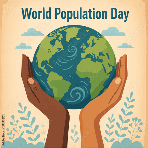 Celebrating world population day with care and harmony showing love for planet
