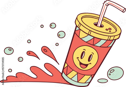 Soft Drink with Straw Design Featuring Refreshing Beverage Concepts. Modern Soft Drink with Straw Design Highlighting Fast Food and Summer Themes. Artistic Soft Drink with Straw Design Showcasing Cold