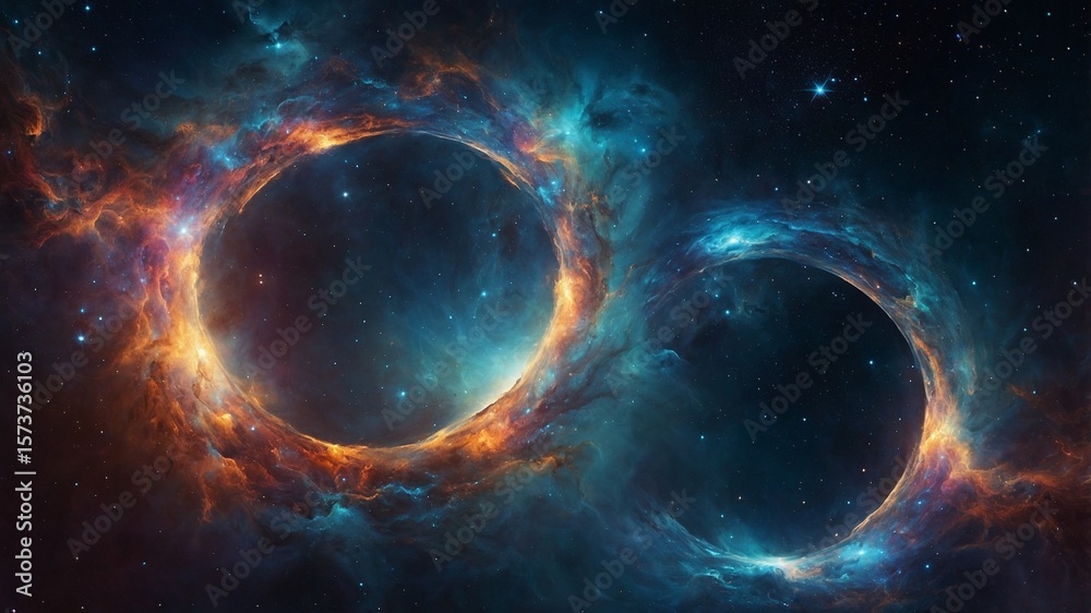 Obraz premium 神秘的な光彩が広がる宇宙の風景を描いた幻想ビジュアル