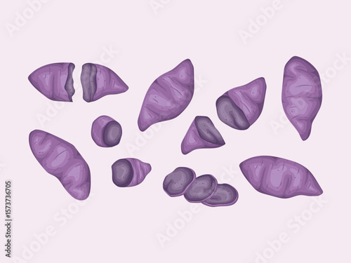 sweet potato purple taro harvest vegan natural raw asian diet japanese homemade snack bread skin art