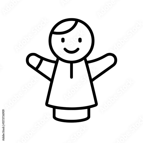 Hand puppet toy icon — symbol of storytelling and roleplay, outline style