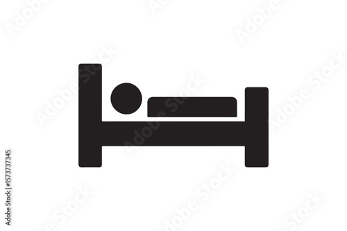 Bed Sleep icon silhouette vector with white background