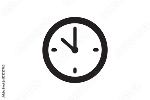 Clock Time Symbol icon silhouette vector with white background