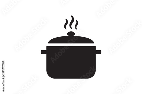Cooking Pot Sign icon silhouette vector with white background
