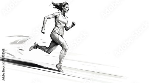 Young female transporter running on the track