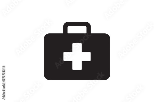 First Aid Kit Symbol icon silhouette vector with white background