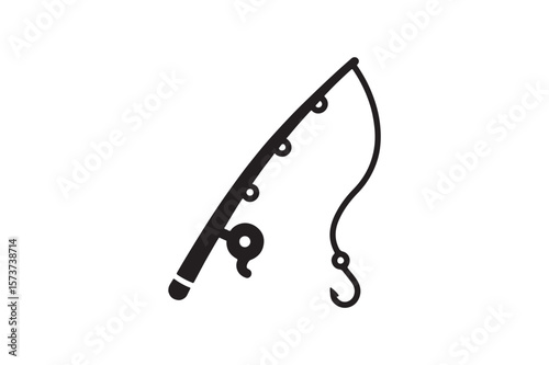 Fishing Rod Symbol icon silhouette vector with white background