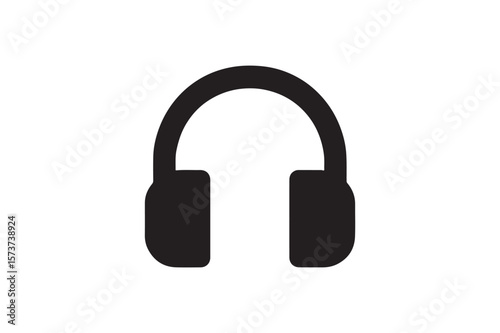 Headphones Sign icon silhouette vector with white background