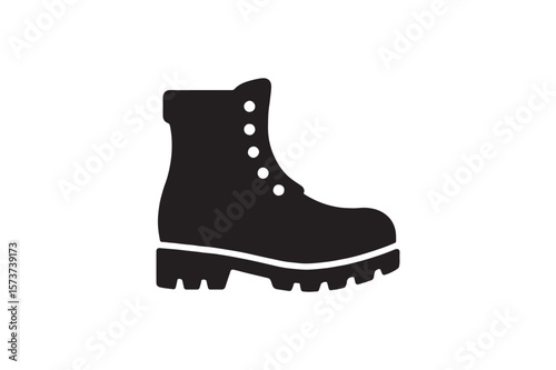 Hiking Boot icon silhouette vector with white background