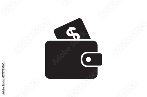 Money Wallet Sign icon silhouette vector with white background