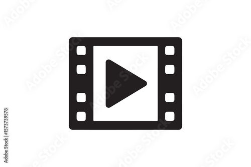 Movie Film Sign icon silhouette vector with white background