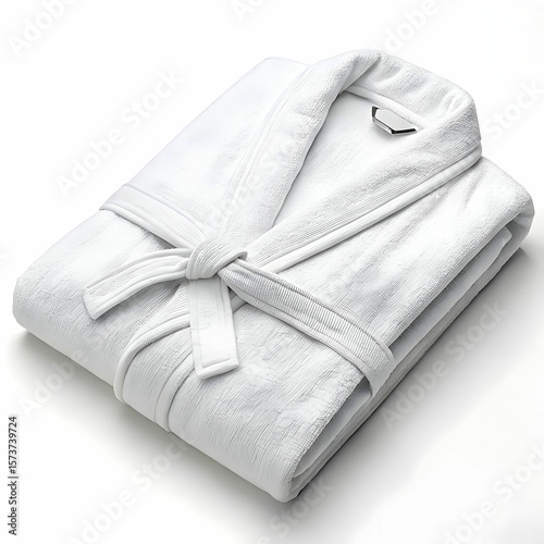 A folded cotton bathrobe is a soft, absorbent garment designed for comfort
