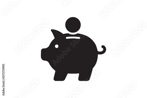Piggy Bank icon silhouette vector with white background