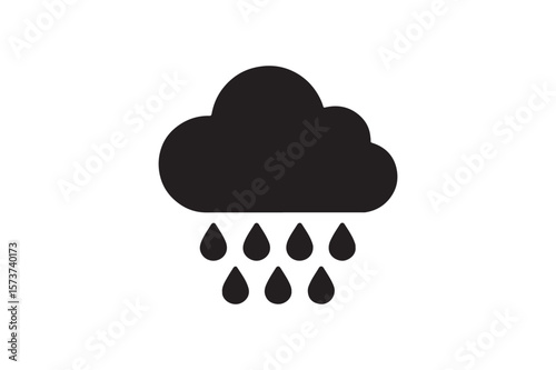 Rain Cloud icon silhouette vector with white background