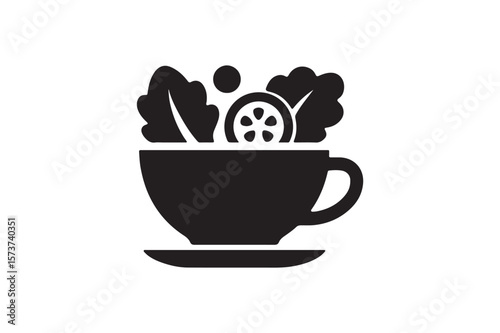 Salad Bowl icon silhouette vector with white background