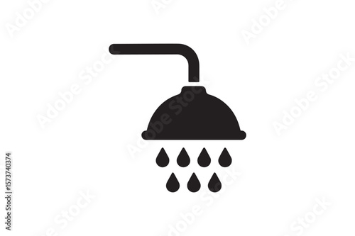 Shower Water icon silhouette vector with white background