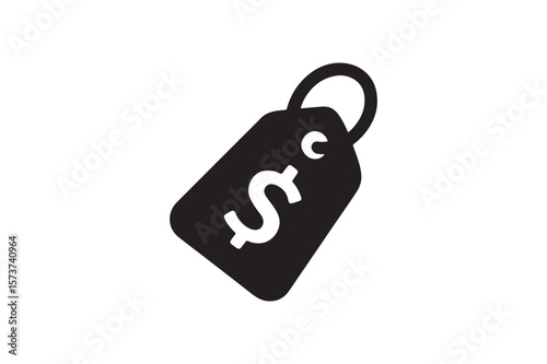 Tag Price icon silhouette vector with white background