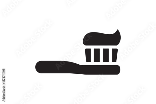 Toothbrush Hygiene icon silhouette vector with white background