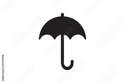 Umbrella Weather Symbol icon silhouette vector with white background