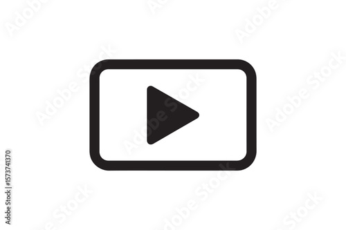 Video Play Symbol icon silhouette vector with white background