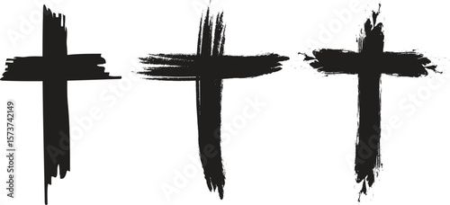 Black and White Cross Clipart — Grunge Ash Cross for Ash Wednesday Card, Poster, Banner, Social Post, Wishes, Church Art, Lent, Ashes, Religious Cross Isolated on White Background
