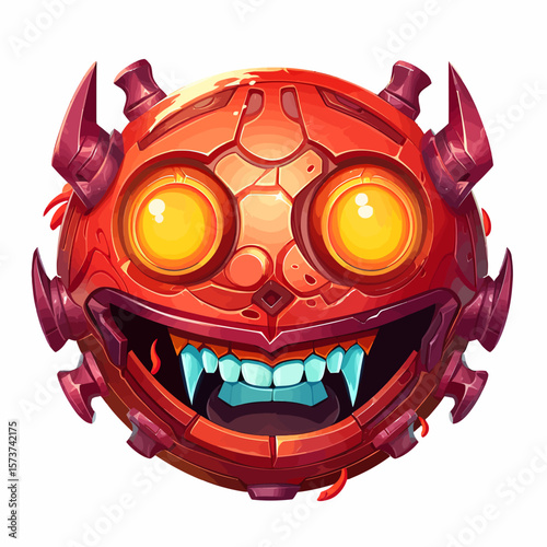 3D sticker emojy angry, white background
