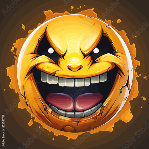 3D sticker emojy angry, white background